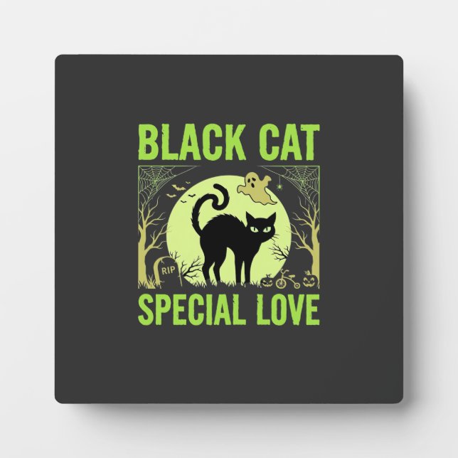 Black Cat Special Love Halloween Graphic Plaque (Front)