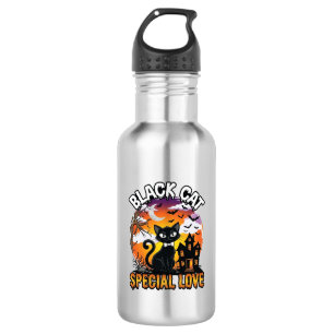 Black Cat Special Love Halloween Haunted House Bat 532 Ml Water Bottle