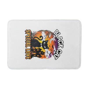 Black Cat Special Love Halloween Haunted House Bat Bath Mat