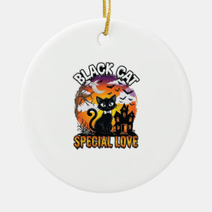 Black Cat Special Love Halloween Haunted House Bat Ceramic Tree Decoration
