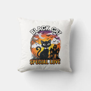 Black Cat Special Love Halloween Haunted House Bat Cushion