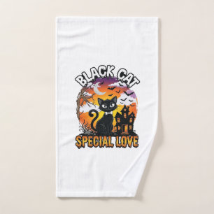 Black Cat Special Love Halloween Haunted House Bat Hand Towel