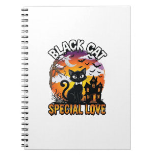 Black Cat Special Love Halloween Haunted House Bat Notebook
