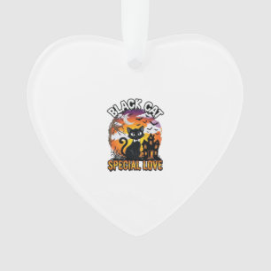 Black Cat Special Love Halloween Haunted House Bat Ornament