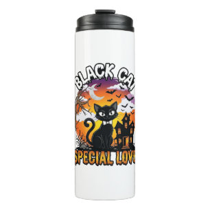 Black Cat Special Love Halloween Haunted House Bat Thermal Tumbler
