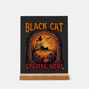 Black Cat Special Love Halloween Moon Witch Pumpki Acrylic Sign