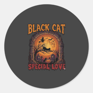 Black Cat Special Love Halloween Moon Witch Pumpki Classic Round Sticker