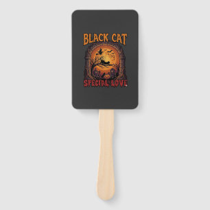 Black Cat Special Love Halloween Moon Witch Pumpki Hand Fan