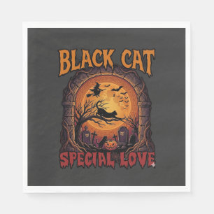 Black Cat Special Love Halloween Moon Witch Pumpki Napkin