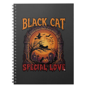Black Cat Special Love Halloween Moon Witch Pumpki Notebook