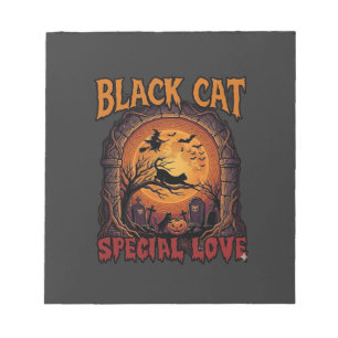 Black Cat Special Love Halloween Moon Witch Pumpki Notepad