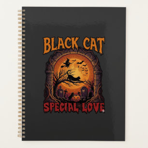 Black Cat Special Love Halloween Moon Witch Pumpki Planner