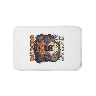 Black Cat Special Love Halloween Pumpkin Full Moon Bath Mat