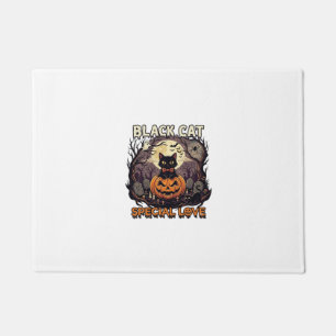 Black Cat Special Love Halloween Pumpkin Full Moon Doormat