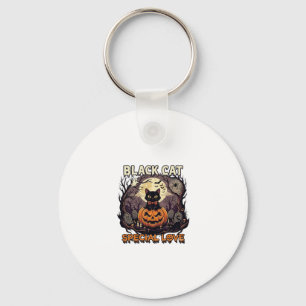 Black Cat Special Love Halloween Pumpkin Full Moon Key Ring