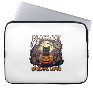 Black Cat Special Love Halloween Pumpkin Full Moon Laptop Sleeve
