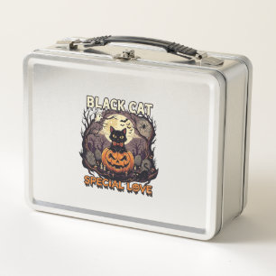Black Cat Special Love Halloween Pumpkin Full Moon Metal Lunch Box