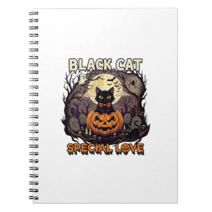 Black Cat Special Love Halloween Pumpkin Full Moon Notebook