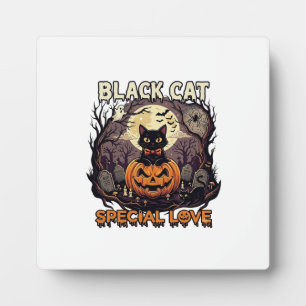 Black Cat Special Love Halloween Pumpkin Full Moon Plaque