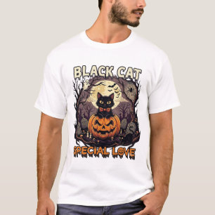 Black Cat Special Love Halloween Pumpkin Full Moon T-Shirt