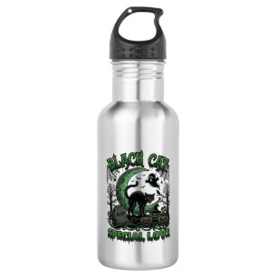 Black Cat Special Love Haloween Crescent Moon Ghos 532 Ml Water Bottle