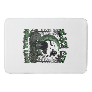 Black Cat Special Love Haloween Crescent Moon Ghos Bath Mat