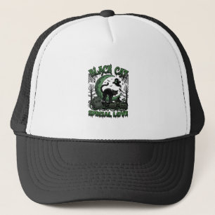 Black Cat Special Love Haloween Crescent Moon Ghos Trucker Hat