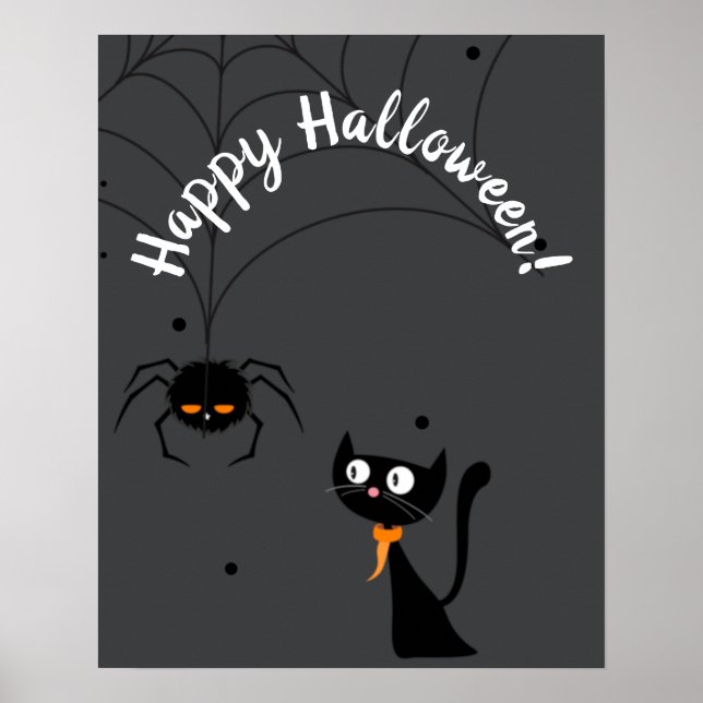 Black Cat & Spider Halloween  Poster (Front)