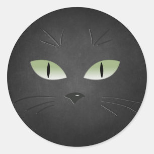 Black Cat Spooky Halloween Classic Round Sticker