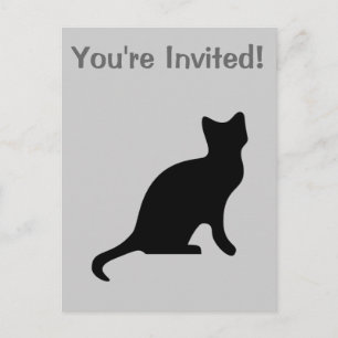 Black Cat - Spooky Scary Invitation Postcard