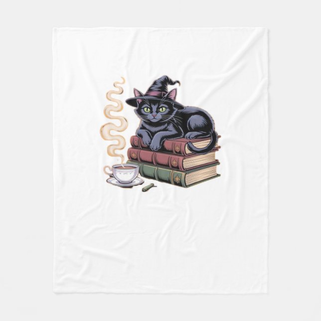 Black Cat Squad Pumpkin Season Classic T-Shirt Fleece Blanket (Front)