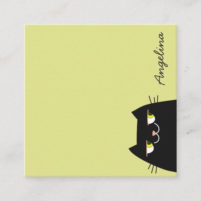 Black Cat Square Business Card (Front)
