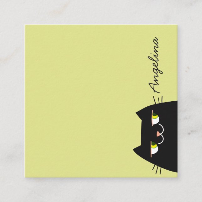 Black Cat Square Business Card (Front)