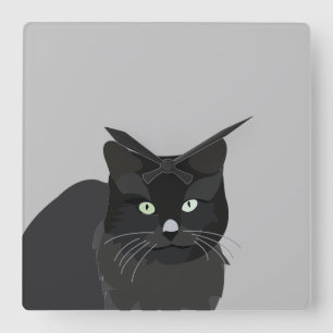 Black Cat Square Wall Clock