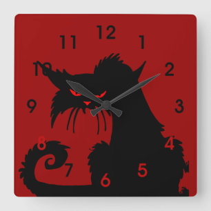 Black Cat Square Wall Clock