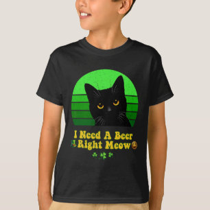 Black Cat St Patricks Day Funny Kitten Lover Shamr T-Shirt