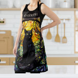 Black Cat Stained Glass Yellow  Apron<br><div class="desc">Shopping for Cat Lovers? This Unique Black Cat themed shop is complete with Yoga themed Leggings,  shirt,  tumblers,  Totes and more. Check out our shop for a full collection of matching items for any Black Cat lovers home decor or yoga lifestyle,  perfect for Halloween,  or any time of year.</div>