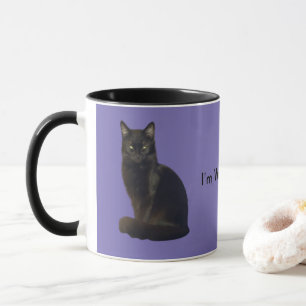 Black Cat Staring Purple I'm Watching You Mug