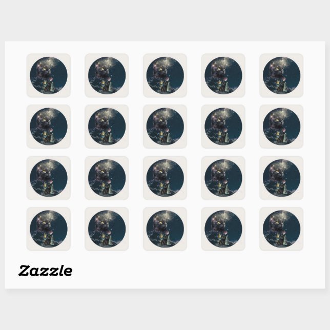 Black Cat Starry Night Stickers (Sheet)