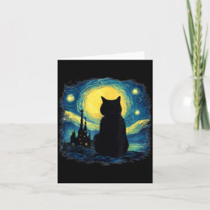 Black Cat Starry Night Van Gogh Cat Cat Mum Cat Card