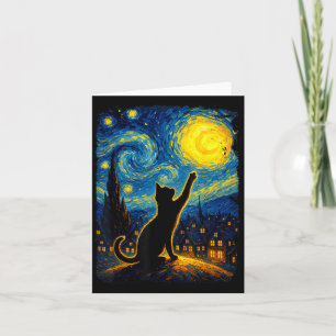 Black Cat Starry Night Van Gogh Cat, Cat Mum, Cat Card
