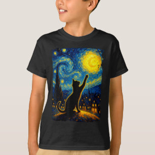 Black Cat Starry Night Van Gogh Cat, Cat Mum, Cat T-Shirt