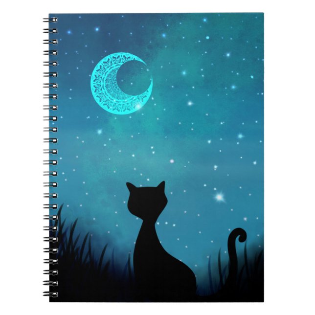 black cat Starry sky Notebook (Front)