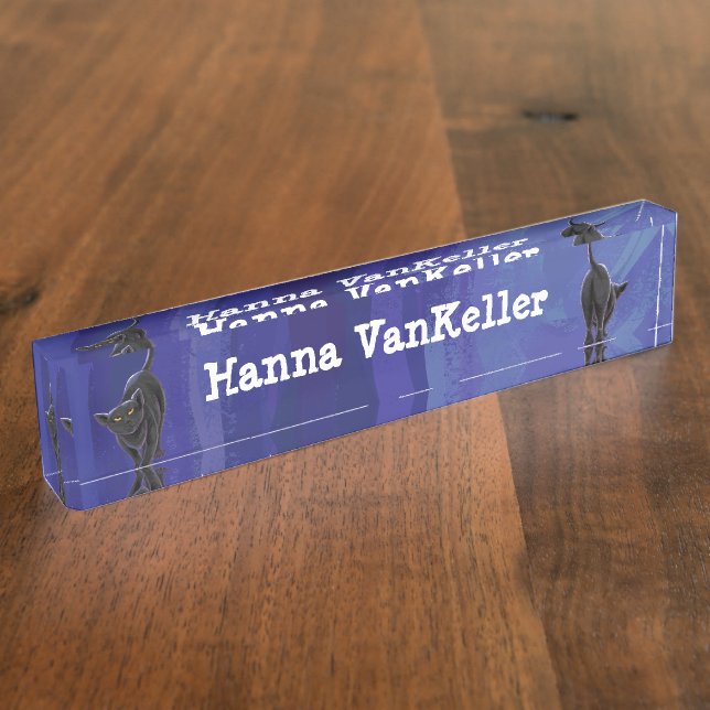 Black Cat Stationery Nameplate (Side)