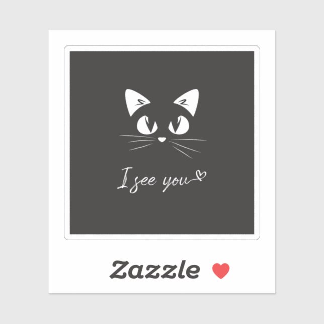 Black Cat Sticker, I see you cat Sticker (Sheet)