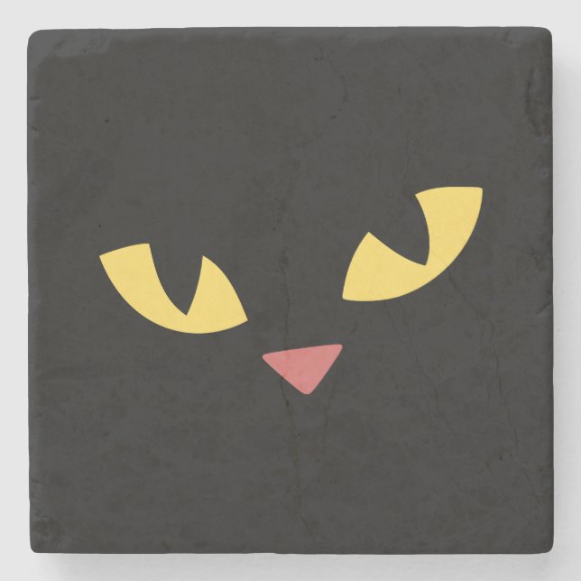 Black cat stone coaster (Front)