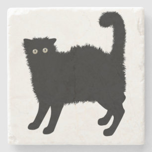Black Cat Stone Coaster