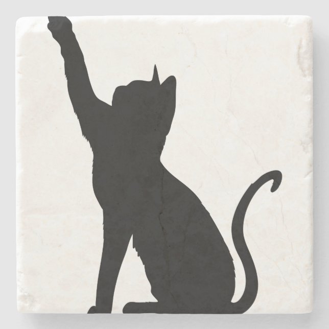 Black Cat Stone Coaster (Front)