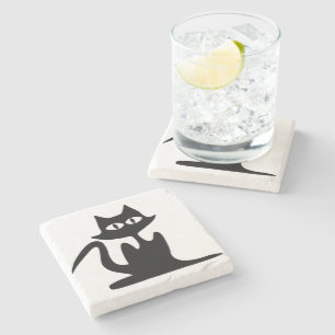BLACK CAT STONE COASTER