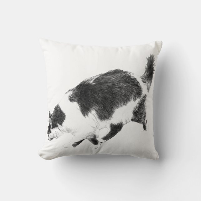 Black Cat Stride in Fall Light Cushion (Front)